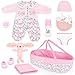 deAO Baby Doll Accessories Set Baby Doll Bassinet for 1218 Inch Baby Dolls Includes Clothes Carrier Bed Blanket Diapers Pretend Play Set Toys for Kids - Image 2