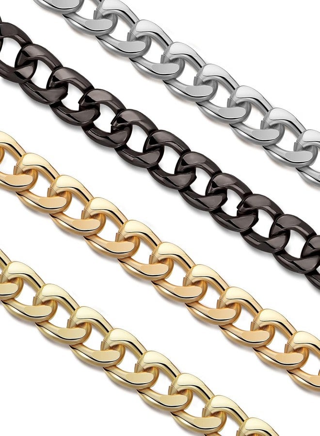 STORE 2508 4Pcs Purse Chain Strap 7.9 Inch (20Cm) DIY Flat Chain Purse Strap Extender Handle Bag Accessories Charms Decoration for Handbags Shoulder Bag (Vintage Black, Silver, Gold, Light Gold) - Image 4