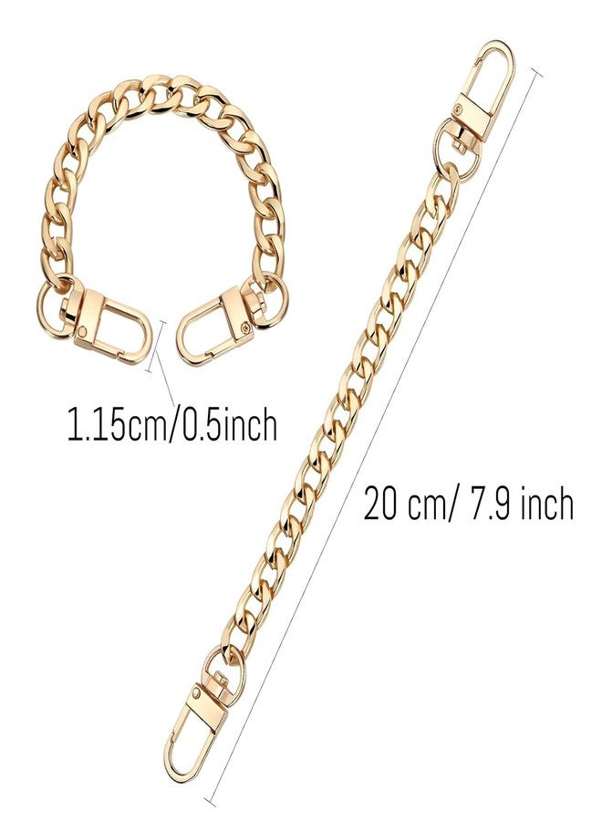 STORE 2508 4Pcs Purse Chain Strap 7.9 Inch (20Cm) DIY Flat Chain Purse Strap Extender Handle Bag Accessories Charms Decoration for Handbags Shoulder Bag (Vintage Black, Silver, Gold, Light Gold) - Image 2