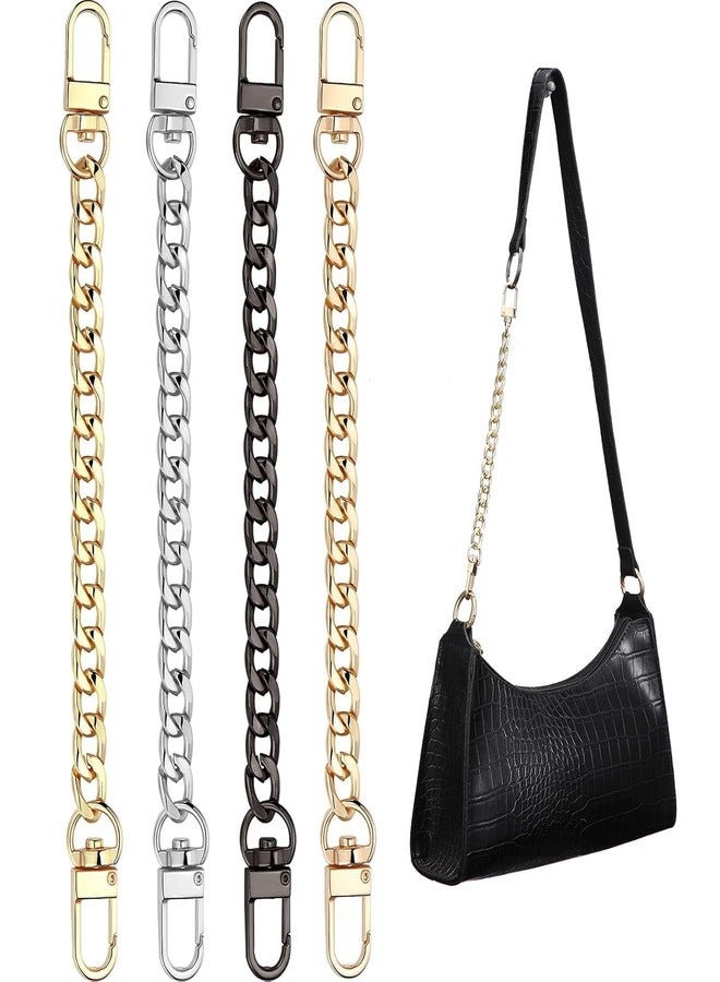 STORE 2508 4Pcs Purse Chain Strap 7.9 Inch (20Cm) DIY Flat Chain Purse Strap Extender Handle Bag Accessories Charms Decoration for Handbags Shoulder Bag (Vintage Black, Silver, Gold, Light Gold) - Image 1