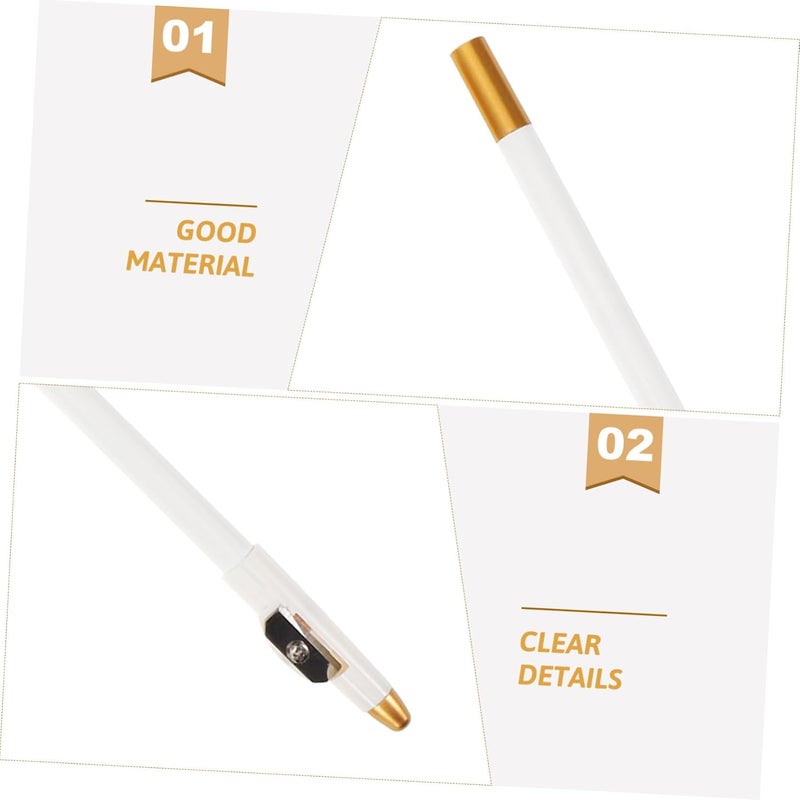 VICASKY 12pcs Wooden Eyebrow Pencil Set with Sharpener Portable Makeup Eyebrow Shaper Pencil for Women Waterproof in Pure White - Image 3