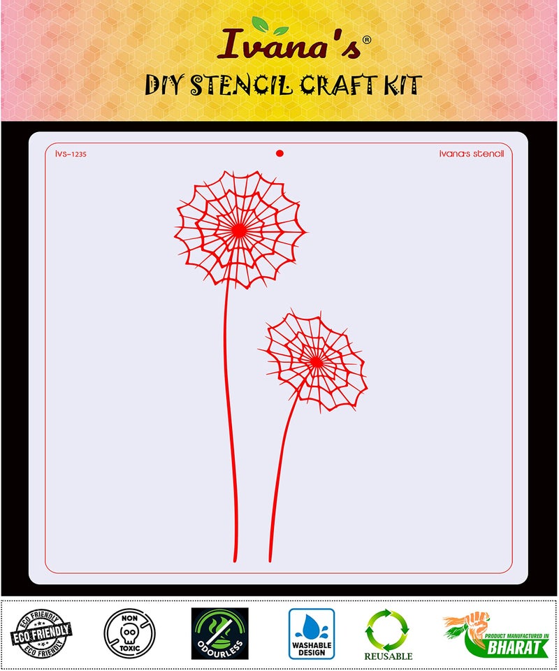 Ivana's Floral Design Stencil for Art & Craft, Reusable DIY Decorative Stencil for Painting on Canvas, Fabric, Cloth, Paper, Glass, Furniture and Wall, Size - 12 x 12 inch, IVS-1235 - Image 2