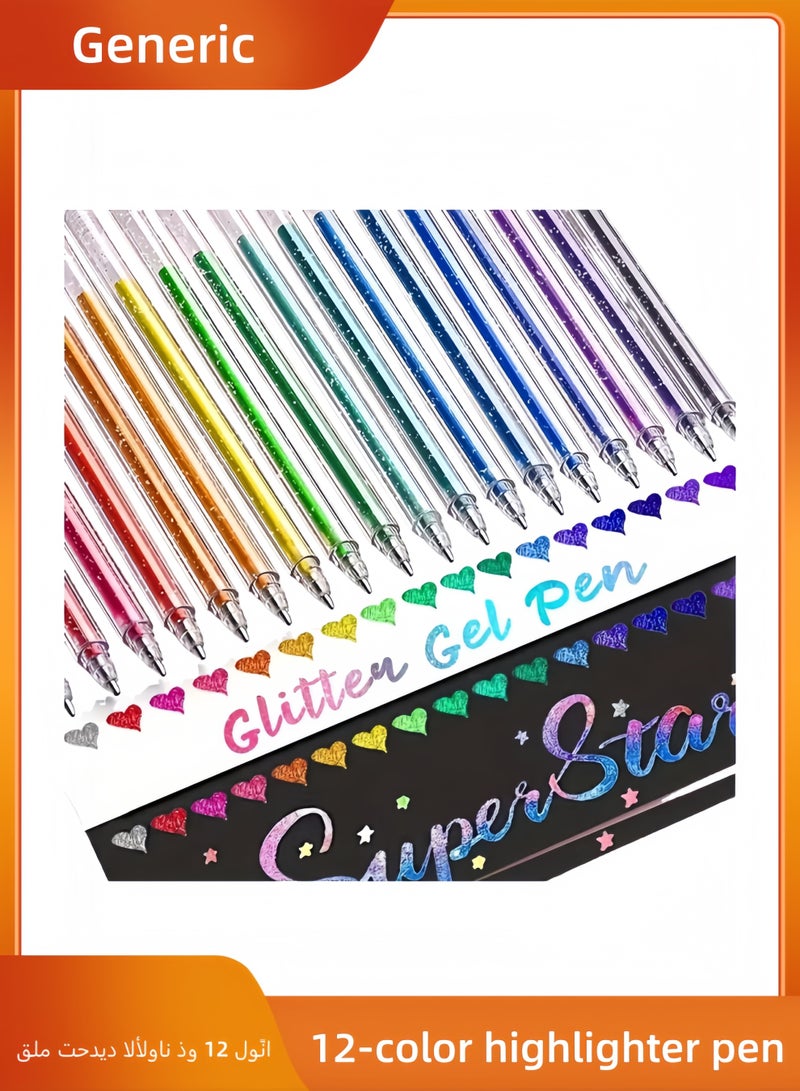 12-Pack Pastel Highlighting Pens - Round Tip Design, Smudge-proof and non-bleeding, ideal for diaries, journals, study materials, and office supplies. - Image 1