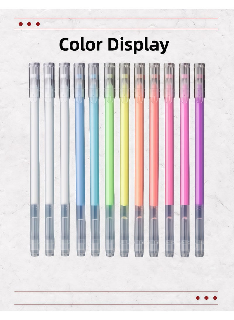 12-Pack Pastel Highlighting Pens - Round Tip Design, Smudge-proof and non-bleeding, ideal for diaries, journals, study materials, and office supplies. - Image 4