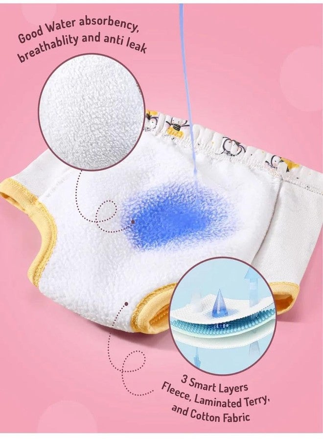 Tinnie frenzy Premium Baby Diaper Pants / Potty Training Panties / Padded Underwear for 0 - 4 Years | Soft, Washable & Reusable Cotton Nappies for Boys & Girls | Leakproof, Absorbent & Breathable | 2/3/4 Pack | Leakproof, Absorbent (Premium multicolor, 3-4 years, 3, count) - Image 2