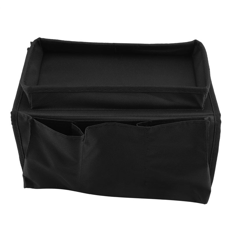 Sofa Armrest Hanging TV Remote Control Organizer Couch Storage Bag with Cup Holder Tray(Black) - Image 2