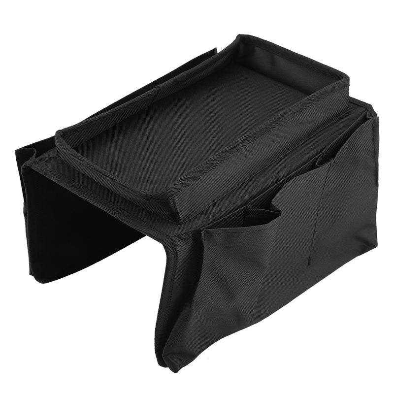 Sofa Armrest Hanging TV Remote Control Organizer Couch Storage Bag with Cup Holder Tray(Black) - Image 1