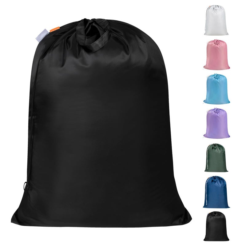 Polecasa Extra Large Heavy Duty Laundry Bag With 130Gsm Tear Resistant Fabric  Id Tag And Handles  Easy To Carry Dirty Clothes Drawstring Bag  Perfect For College Dorm  Travel  28 X36   Black - Image 1