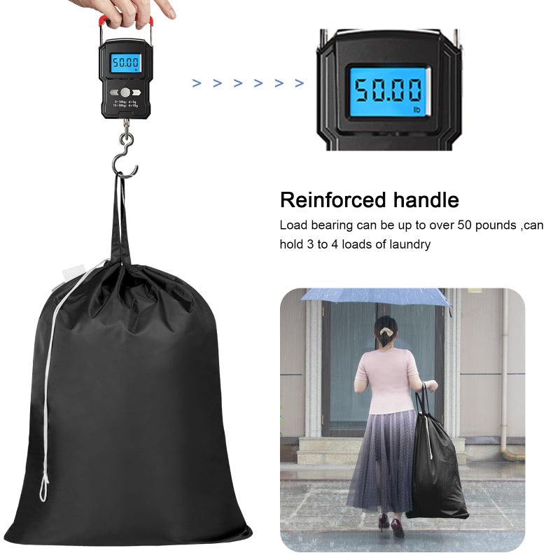 Polecasa Extra Large Heavy Duty Laundry Bag With 130Gsm Tear Resistant Fabric  Id Tag And Handles  Easy To Carry Dirty Clothes Drawstring Bag  Perfect For College Dorm  Travel  28 X36   Black - Image 3