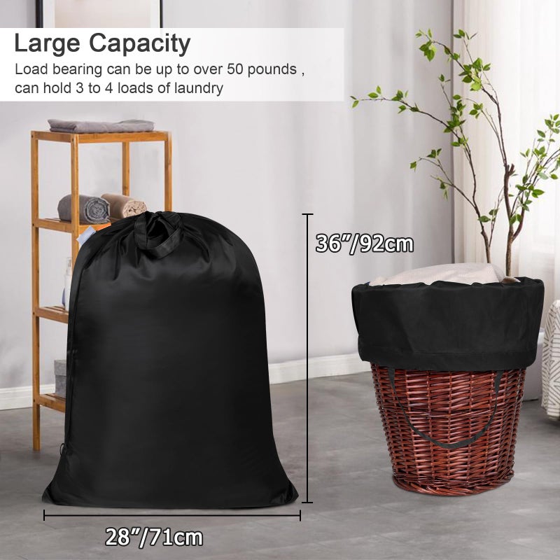 Polecasa Extra Large Heavy Duty Laundry Bag With 130Gsm Tear Resistant Fabric  Id Tag And Handles  Easy To Carry Dirty Clothes Drawstring Bag  Perfect For College Dorm  Travel  28 X36   Black - Image 4