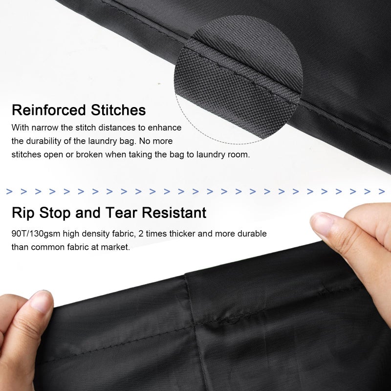 Polecasa Extra Large Heavy Duty Laundry Bag With 130Gsm Tear Resistant Fabric  Id Tag And Handles  Easy To Carry Dirty Clothes Drawstring Bag  Perfect For College Dorm  Travel  28 X36   Black - Image 2
