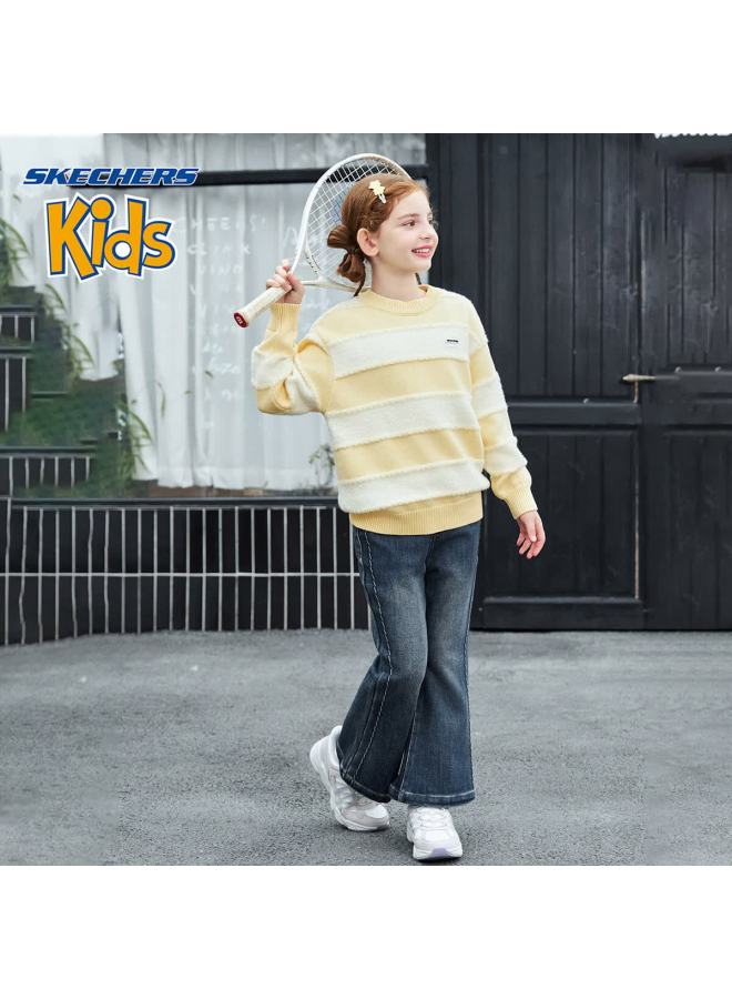 Skechers Girls' Kids Pants  Winter Trendy Casual Flared Jeans Nautical Blue 140 - Image 4