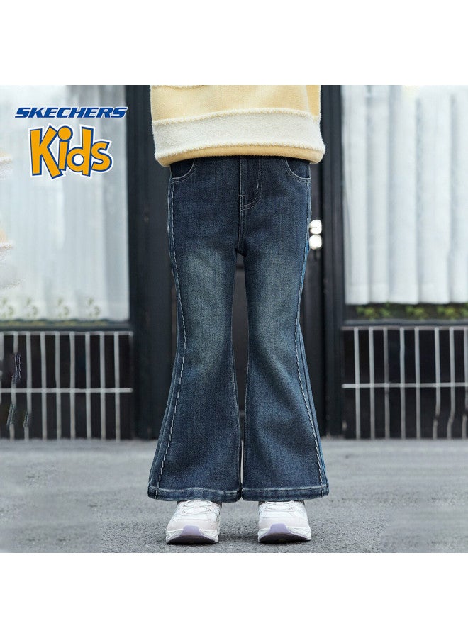 Skechers Girls' Kids Pants  Winter Trendy Casual Flared Jeans Nautical Blue 140 - Image 1