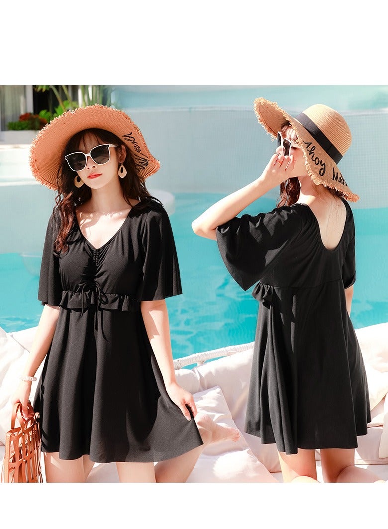 Skin Need Plus Size Women's One-Piece Swimdress – Tummy Control, Bust Support, Slimming and Stylish for Beach or Hot Spring - Image 4