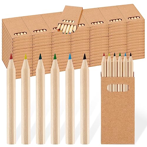 Faccito 100 Packs Mini Colored Pencils Bulk for Kids 35 Inch Small Coloring Drawing Pencil in Boxes 6 Different Color for Easter Gift Painting Birthday Party Favor Classroom School Supplies - Image 1