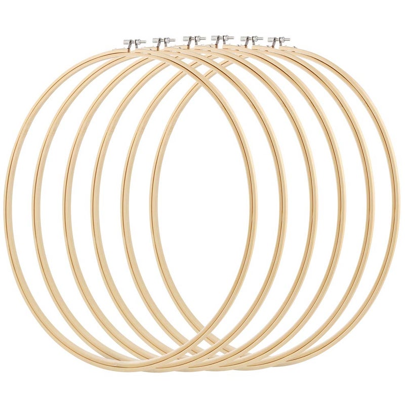 Caydo 6 Pieces 16 Inch Embroidery Hoops Cross Stitch Hoop Ring for Art Craft Handy Sewing, Wedding Wreath Decoration and Dream Catch - Image 1