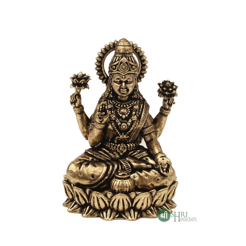 INDICAST Brass 2 Goddess Maa Laxmi Idol Murti Statue for Home and Office 5x3x2 cms 40gm - Image 3
