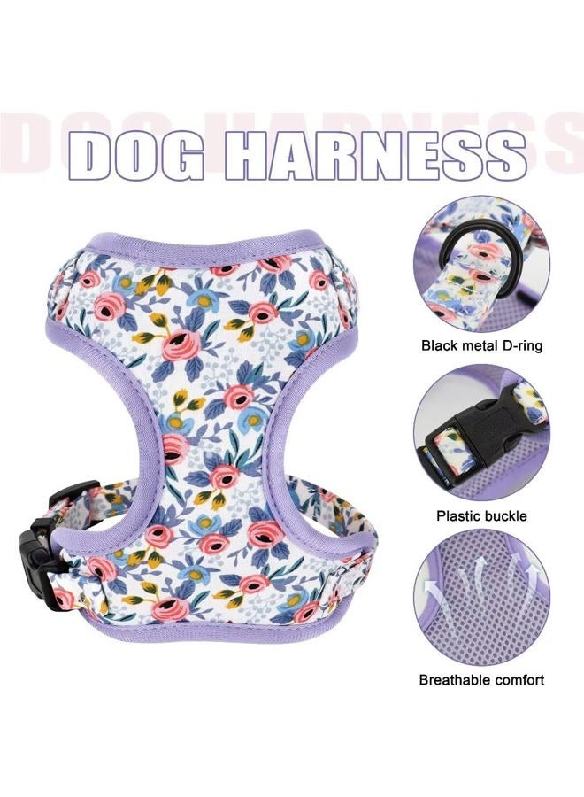 BEIRUI Cute Girl Dog Collars, Harnesses & Leashes Set - Adjustable Dog Collar and Leash Set with Flower - Soft Mesh Dog Vest Harness for Puppies Small & Extra Small Dogs Cats (Blue,XXS) - Image 3