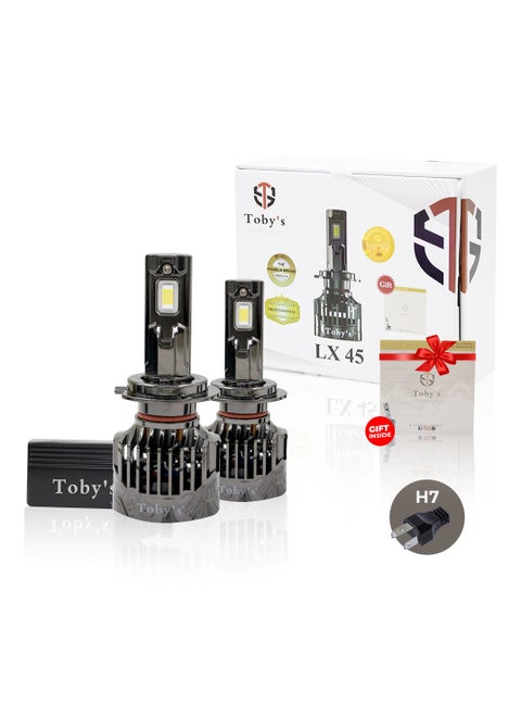 Toby's LX45-H7 has 90Watt/Pair Power Original Tested LED Headlight Assembly 9000 Lumens Pair Bright Color With Temperature (6500K)