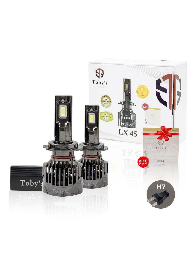 Toby's Toby's LX45-H7 has 90Watt/Pair Power Original Tested LED Headlight Assembly 9000 Lumens Pair Bright Color With Temperature (6500K)  - Image 1
