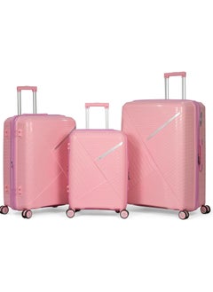 Generic 3-Piece Luggage Set – Unbreakable PP Material, Scratch & Shock Resistant, Lightweight & Durable – Pink  - Image 1
