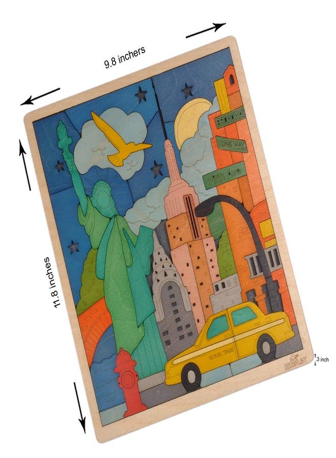 Ekoplay New York City Puzzle For Kids | 75 Piece Wooden Jigsaw Puzzle | Learning Educational Toys Gifts For Boys Girls 3+ Years | Discover New York City - Image 2