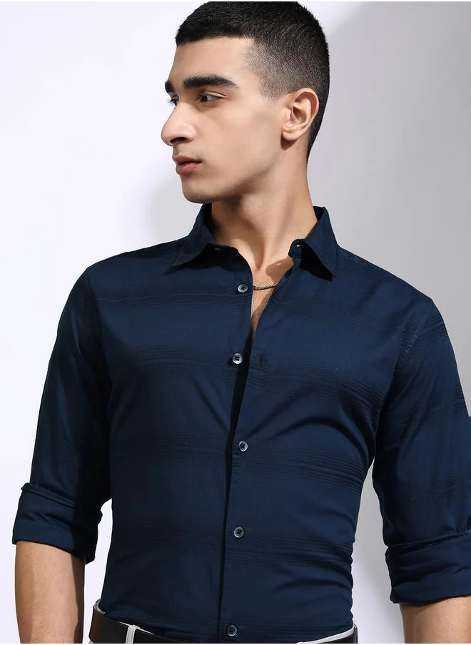 هاي لاندر Striped Slim Fit Collared Shirt