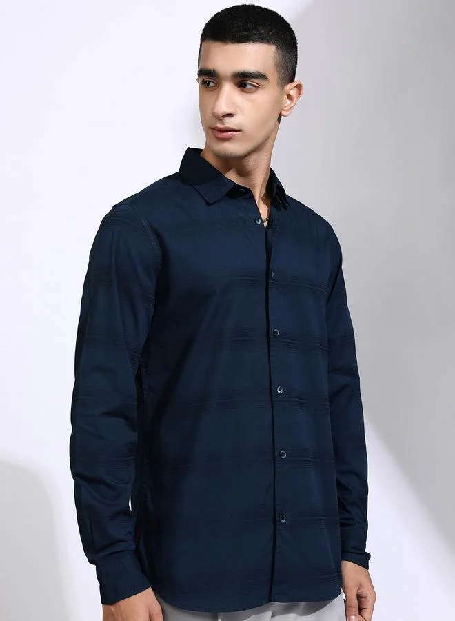 هاي لاندر قميص مخطط بقصة ضيقة وياقة من Styli