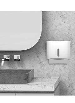 KASTWAVE ommercial Paper Towel Dispenser Wall Mount Paper Towel Holder Large Capacity C Fold Hand Towel Dispenser Bathroom Tissue Dispenser (White)  - Image 2