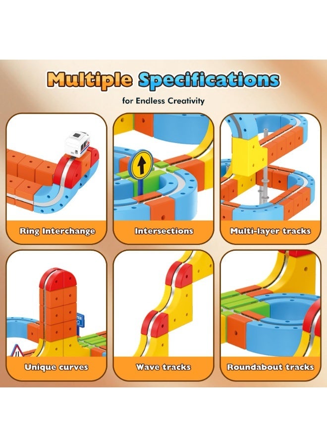 TOY GARDEN 80 Pieces Electric Train Set Toy for Boys and Girls Cube Track Magnetic Block with Gift 3D Train Flexible Car Racing Track Children High Quality Educational Building Set Creative Learning Gift Set - Image 5