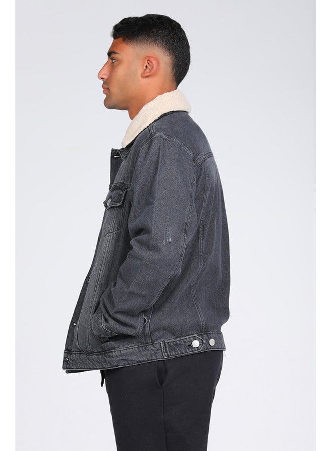 Marco Bergamo Men's Denim Jacket with Fur Collar - Image 3