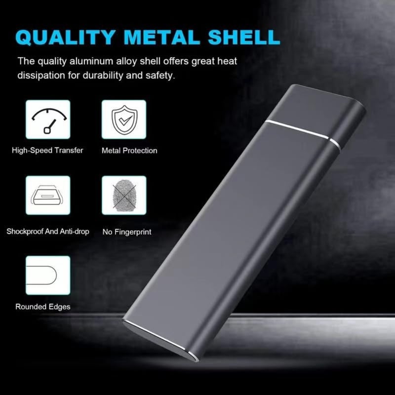 Portable External Hard Drive Type C USB 2.0, 2TB HDD for Laptop and PC, Black ABS Plastic, Shock-Resistant and Compact Design - Image 5
