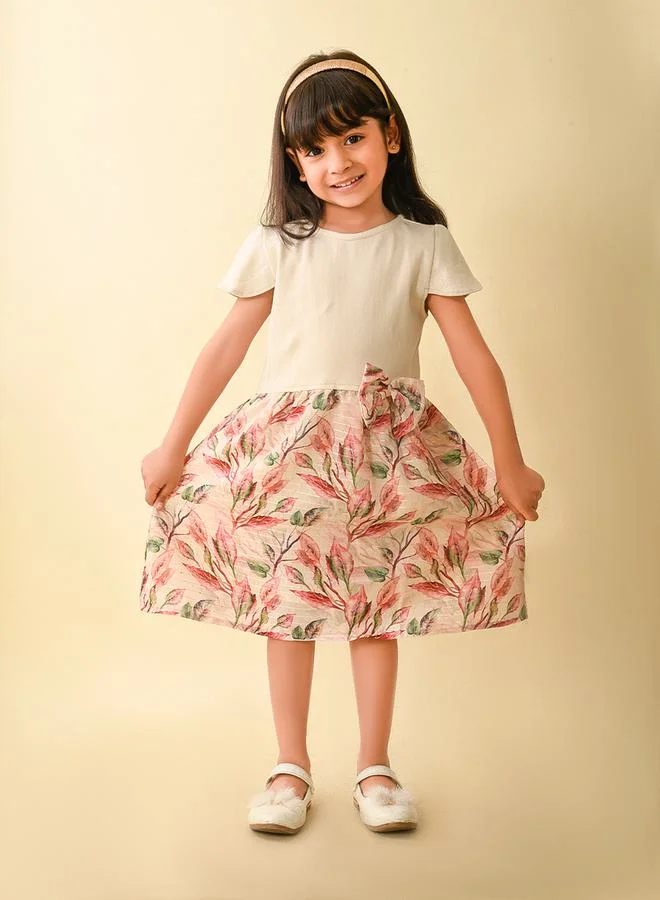 LILPICKS Flower Printed Bow Detail Fit and Flare Dress by Styli