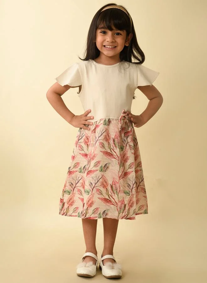 LILPICKS Flower Printed Bow Detail Fit and Flare Dress by Styli