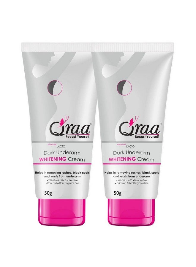 Qraa Advanced Lacto Dark Underarm Cream | For Uneven Skin Tone and Dark Underarms |Paraben Free | For Dark Body Parts like Neck, Ankles, Knuckles, Armpits, Thighs, Elbows & Underarm Pack Of 2 (50gm*2) - Image 1