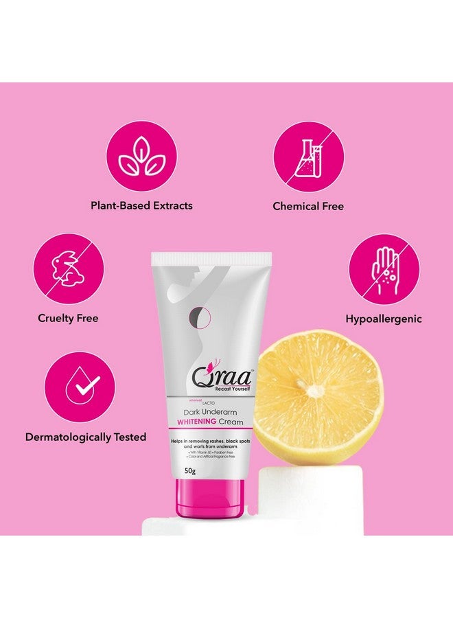 Qraa Advanced Lacto Dark Underarm Cream | For Uneven Skin Tone and Dark Underarms |Paraben Free | For Dark Body Parts like Neck, Ankles, Knuckles, Armpits, Thighs, Elbows & Underarm Pack Of 2 (50gm*2) - Image 5