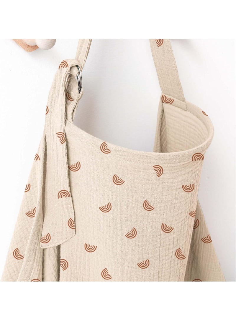 Muslin Nursing Covers for Breastfeeding, Privacy Breast Feeding Cover with Arch Neckline for Mom and Baby, Breathable 100% Cotton Nursing Apron Multi-use Stroller Cover - Image 1