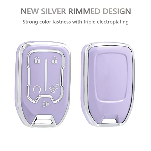 OFFCURVE Compatible with GMC Key Fob Cover Key Fob Case for Chevy Suburban Tahoe Terrain Acadia Yukon Silverado GMC Sierra 1500 2500HD 3500HD Car Accessories Smart Key Protector, Purple - Image 4