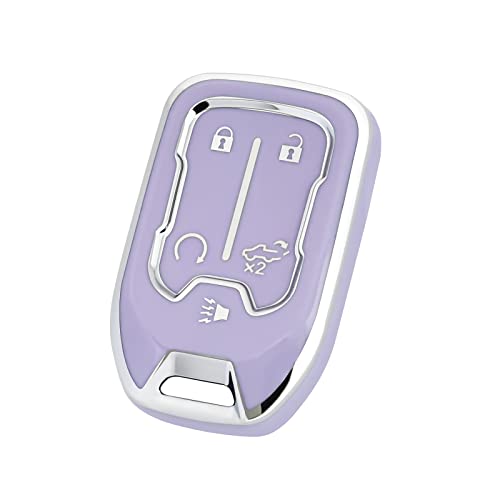OFFCURVE Compatible with GMC Key Fob Cover Key Fob Case for Chevy Suburban Tahoe Terrain Acadia Yukon Silverado GMC Sierra 1500 2500HD 3500HD Car Accessories Smart Key Protector, Purple - Image 1