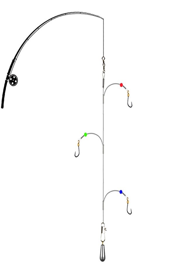 SENYUBBY Senyu Fishing Hook Snelled Stainless Steel Wire Leader Fishing Rigs Hooks 24# - Image 1