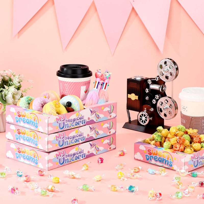 Marsui 20 Pcs Unicorn Popcorn Boxes Movie Night Trays Hold Popcorn Candy Food Drink Birthday Party Supplies Snack Treat Box Cookie Container - Image 2