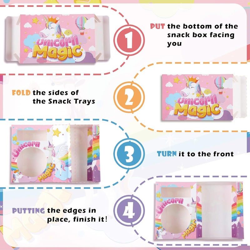 Marsui 20 Pcs Unicorn Popcorn Boxes Movie Night Trays Hold Popcorn Candy Food Drink Birthday Party Supplies Snack Treat Box Cookie Container - Image 5