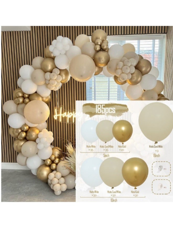 185 pcs Platinum Balloon Wreath Arch Set, Birthday Wedding Party Background Decoration