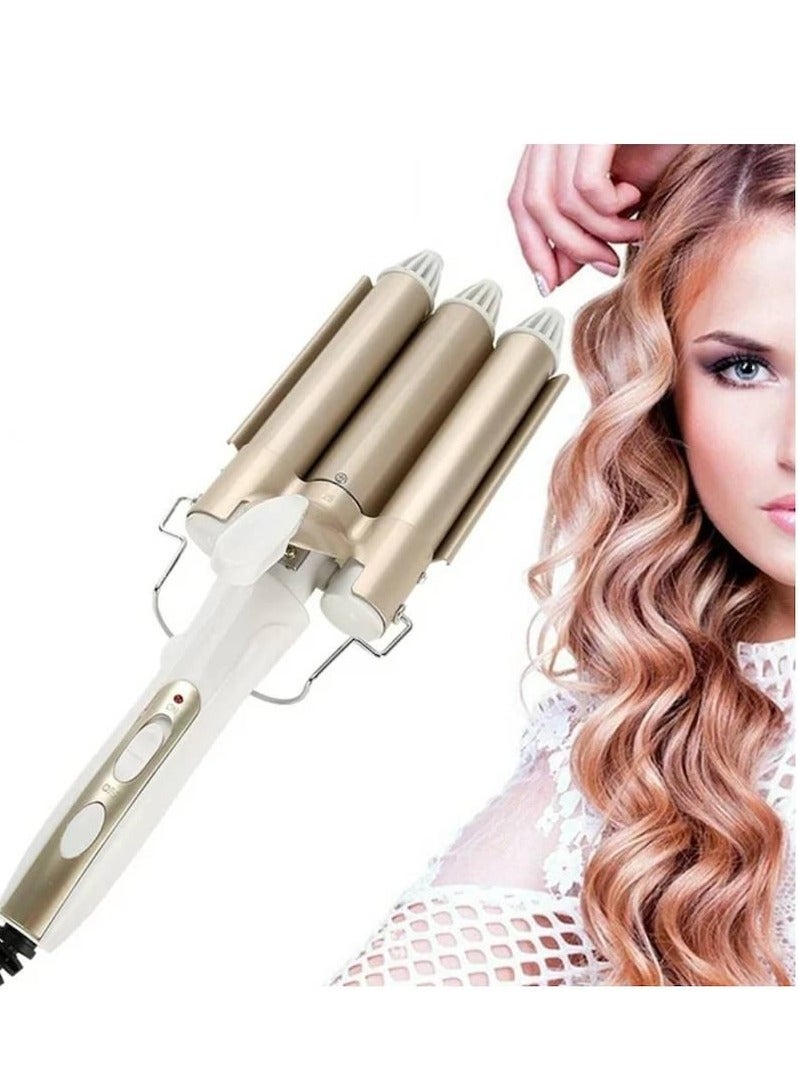ELTRAZONE 3 Barrel Hair Curling Iron – Ceramic Tourmaline Triple Barrel Crimper, Adjustable Temperature, Dual Voltage 25mm Hair Waver for Women & Girls - Image 1