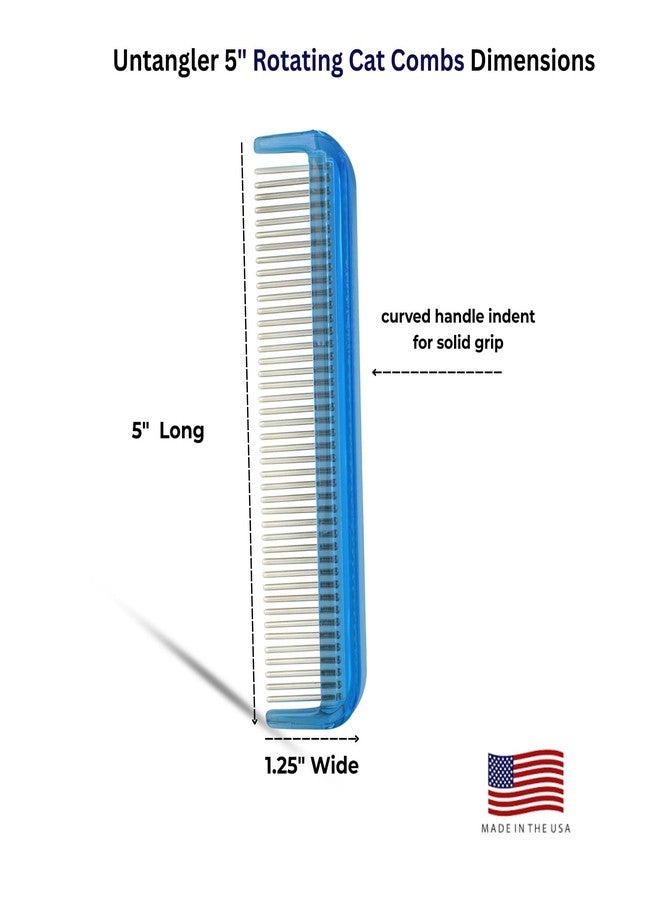 Untangler Cat Comb - 5" with ultra fine silky smooth rotating teeth for gentle mat clearing; 7" with dual-spaced teeth, SkyBlue - Image 3
