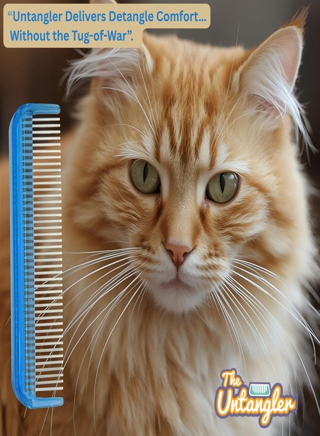Untangler Cat Comb - 5" with ultra fine silky smooth rotating teeth for gentle mat clearing; 7" with dual-spaced teeth, SkyBlue - Image 2