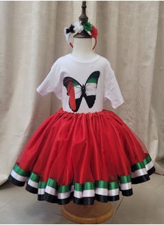 Daddy's Angel UAE Flag National Day Dress For Girls Kids T-Shirt, Skirt With Headband  - Image 3
