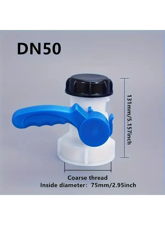 1pc 75mm Plastic One Piece Valve Kit Water Tank Valve for IBC Square Barrel Acid Base Dispensing Garden Hose Faucet Adapter with Coarse Thread Port DN50 Ball Valve DN40 Butterfly Valve On Off Control Tool - Image 5