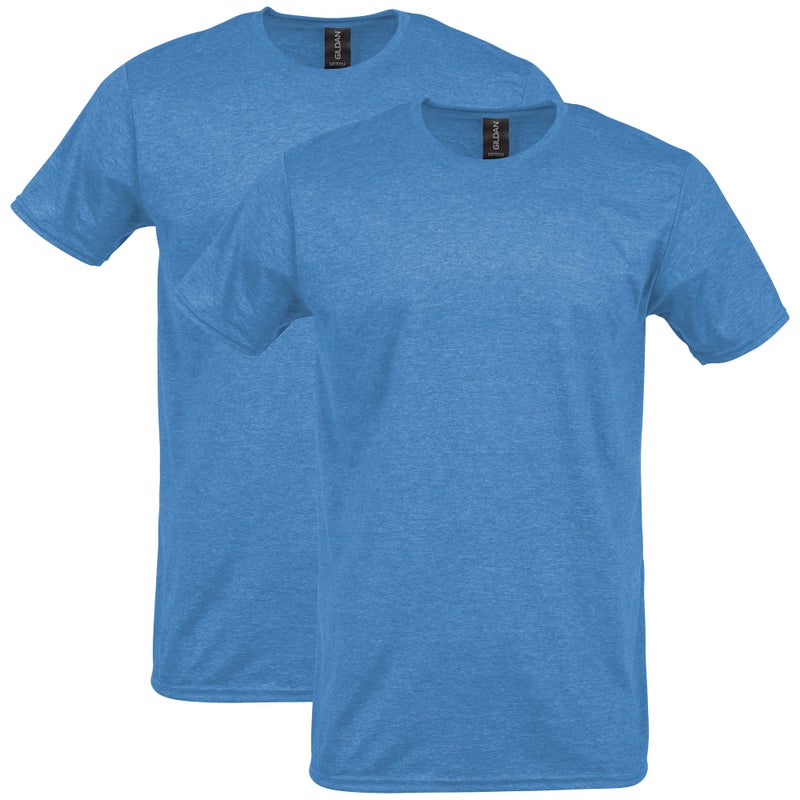 Gildan Adult Softstyle Cotton T-Shirt, Style G64000, Multipack, Heather Sapphire (2-Pack), Large - Image 1