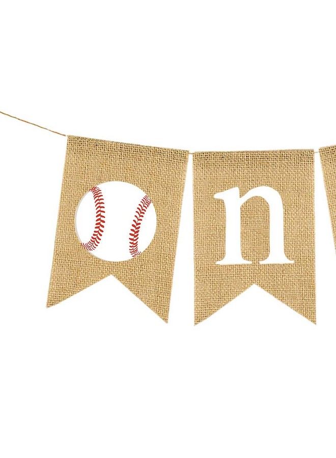 Rainlemon Jute Burlap Baseball One Banner Rustic Boy Girl 1St Birthday Party Highchair Decoraiton - Image 4